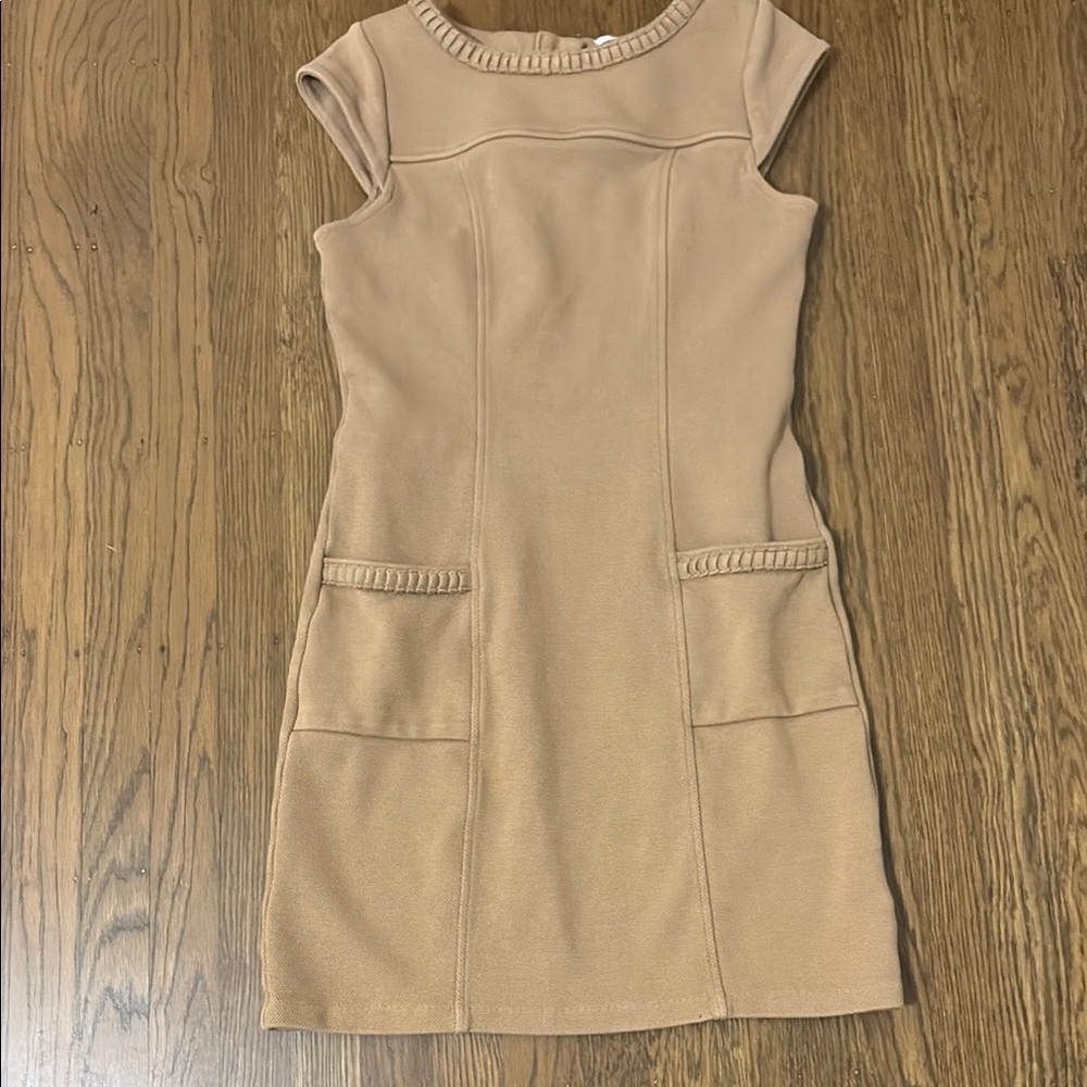 Boden camel shift dress size 6